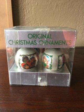 Vintage Hallmark 1974 Raggedy Ann & Andy Set Of 4 Mini Christmas Ornaments
