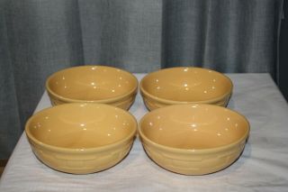 4 Longaberger Woven Traditions Pottery Butternut (yellow) 6 " Cereal Soup Bowl 1