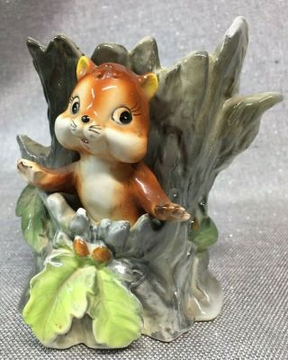 Vintage Porcelain Squirrel Tree Stump Planter Squirrel Planter Made In Japan?