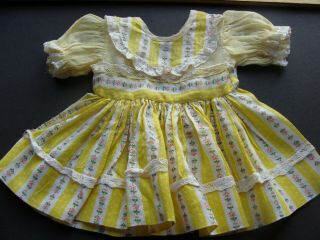 Vtg Factory Doll Dress Yellow Floral 16 - 18 " Ideal Toni Shirley Temple