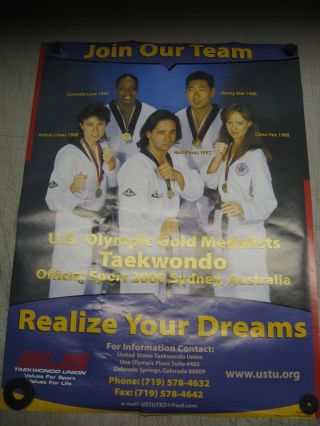 Vintage Ustu Us Taekwondo 2000 Us Olympic Gold Medalists Sydney Poster