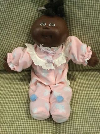 Vintage 1989 Cabbage Patch Doll Preemie 14 " Black W Pink& Blue Cpk Sleeper