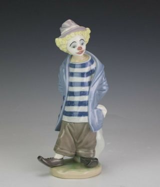Retired Lladro Spain Little Traveler 7602 Circus Clown Porcelain Figurine Nr Sms