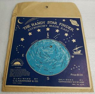 Antique 1944 - The Handy Star Finder Astronomy - C.  S.  Hammond & Co York -
