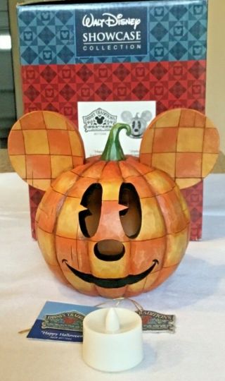 Disney/jim Shore Mickey Mouse Pumpkin " Happy Halloween "