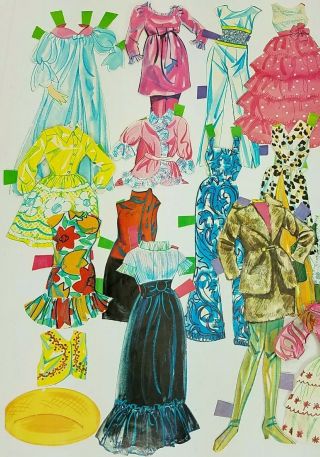 1969 Vintage Whitman Barbie Paper Doll And Clothes 1976 60 ' s Fashions 2