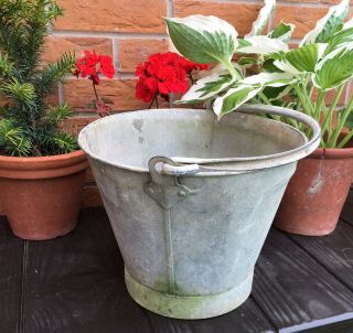 Antique Vintage Galvanised Garden Allotment Bucket Pail Weathered & Characterful