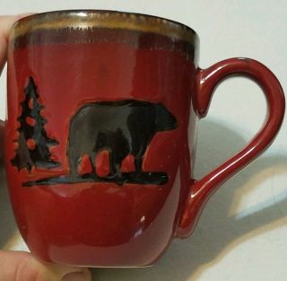 Homeland Studio Woodland Set Of 10 Coffee Tea Cup Mug Red Bear Pine Tree