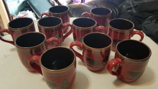 homeland studio woodland set of 10 coffee tea cup mug red bear pine tree 5