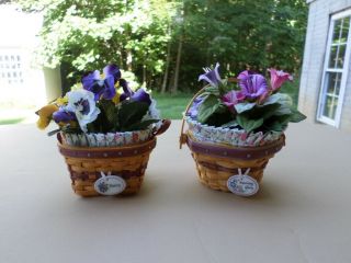 Longaberger Mini Baskets Flowers,  Tie - On,  Protector Morn - Glory 2006,  Pansy 2009