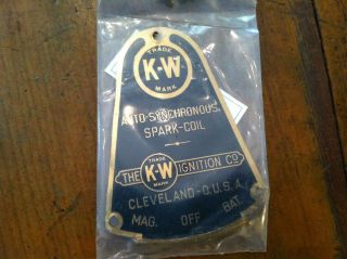 Bb - 5.  Antique K - W Auto Synchronous Spark Coil Ignition Id Tag Label