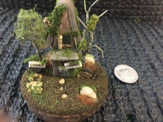 Handmade Miniature " Beware " Ooak Fairy House Vintage By O 