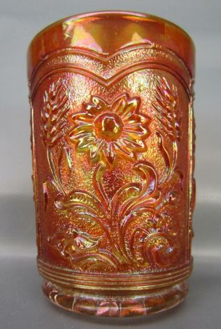 Imperial Fieldflower Dark Marigold Antique Carnival Glass Tumbler 3937