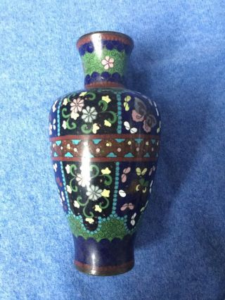 Antique Japanese Meiji Period Cloisonne Vase 17cm Tall