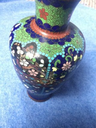 Antique Japanese Meiji Period Cloisonne Vase 17cm tall 5