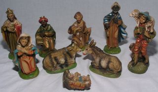 Christmas Nativity Fontanini 9 Pc Mary Jesus Wise Men Shepherds Animals 5 " Italy