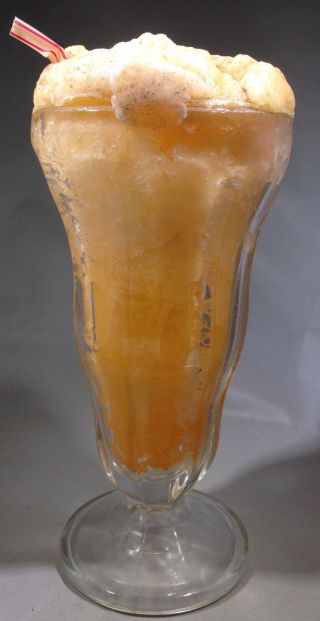 Vintage Orange Sundae Candle Ice Cream Glass 70s 7 1/2 " Tall Krazy Candle