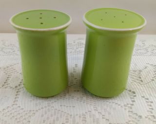 Vintage Retro Green Ceramic Salt Pepper Shakers Set W/stoppers