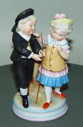 Antique Victorian Figural Toothpick Holder Bisque Germany? Little Children