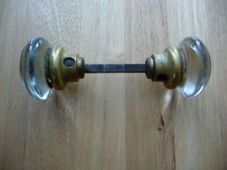 Antique Glass And Brass Door Knobs With Spindle