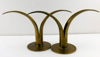 Ystad Metall Scan Corporation Lily Candlesticks Brass Art Deco Sweden
