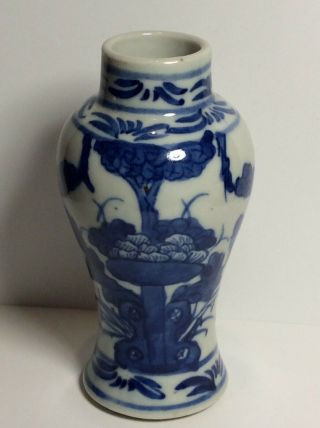 Antique 19th C Chinese Blue & White Small Vase Signed Kangxi