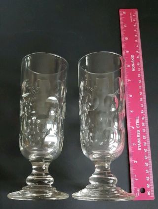 2 Antique Georgian/victorian Dimple Cut Champagne Flute Glasses