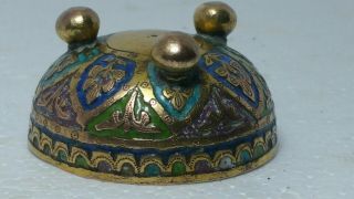 Persian Islamic Kashmiri Gilt Bronze Carved And Enamel Bowl 18th Century