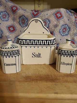 Antique Salt Box With Cinnamon And All Spice Container Germany