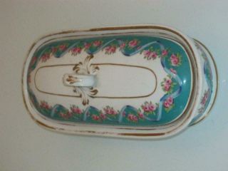 STUNNING ANTIQUE 19th CENTURY HAND PAINTED PORCELAIN LIDDED DISH 3