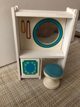Lundby Dollhouse Furniture 1970’s,  Dressing Table Unit & Matching Stool