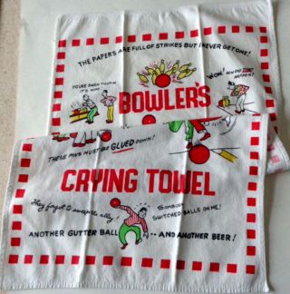 Vintage 15 " X 26 " Bowlers Crying Towel Excuse Bowling Bag Accessory Hand Towel