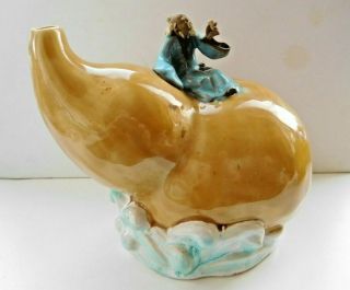 Chinese Mudman Shiwan Vintage Riding Large Floating Gourd Early & Unusual Vgc