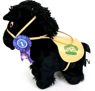 Vintage 1984 Coleco Cabbage Patch Kids Black Horse Show Pony Plush Toy Saddle