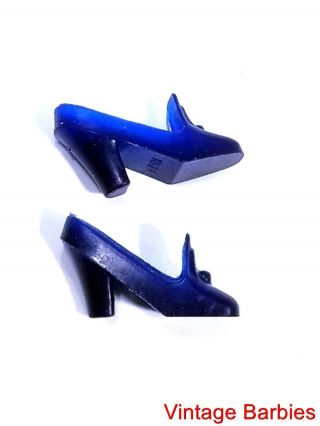 Barbie Doll Navy Blue Pilgrim Heels / Shoes Minty Htf Vintage 1960 