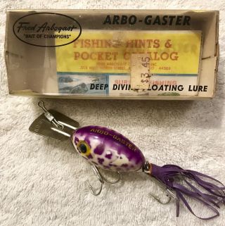 Fishing Lure Fred Arbogast Arbo Gaster Purple Coach Dog Tackle Box Crank Bait