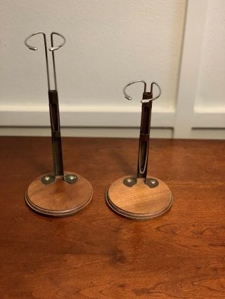 (two) Wooden Wood Doll Stands - Adjustable American Girl Dolls,  Large Dolls Etc