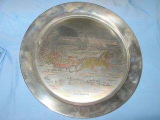 The Road Winter - Currier Ives - Christmas Sterling Silver Plate 1972 Danbury