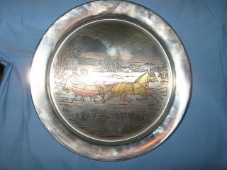 The Road Winter - Currier Ives - Christmas Sterling Silver Plate 1972 Danbury 2