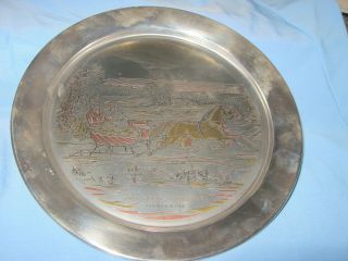 The Road Winter - Currier Ives - Christmas Sterling Silver Plate 1972 Danbury 3