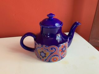 Vintage Mod Teapot Flowers England Tea Ceramic Swirl 1960’s Tea Service 6.  5” Yes