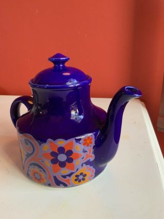 vintage Mod Teapot flowers England Tea ceramic swirl 1960’s tea service 6.  5” yes 2