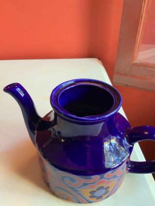 vintage Mod Teapot flowers England Tea ceramic swirl 1960’s tea service 6.  5” yes 3