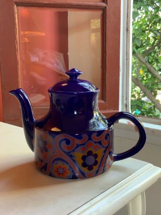 vintage Mod Teapot flowers England Tea ceramic swirl 1960’s tea service 6.  5” yes 4