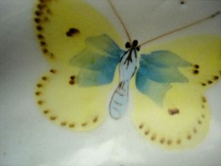 Antique Vtg Blue & Yellow Butterflies Handpainted NIPPON Relish Celery Dish Bowl 2