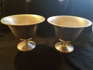 Vintage Set Of Two Hammered Aluminum Decorative Bowls Compote