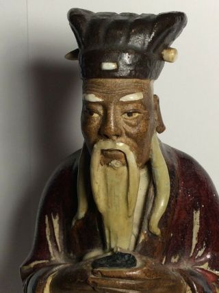 Antique/Vintage Chinese Shiwan Scholar Court Attendant Figure 10.  5 Inch 5