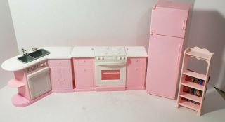 Barbie Kitchen Set,  Sink Stove And Refridgerator Plus Shelf 1987 - 1996