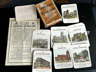 Counties Of England Geographical Card Game Old Vintage Antique Complete Retro Uk