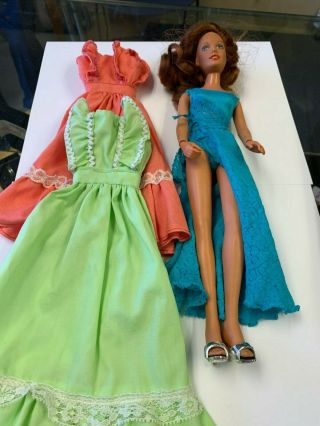1978 Vintage - 12 Inch Fashion Doll - Blue Eyes Barbie Clone W/ 3 Outfits